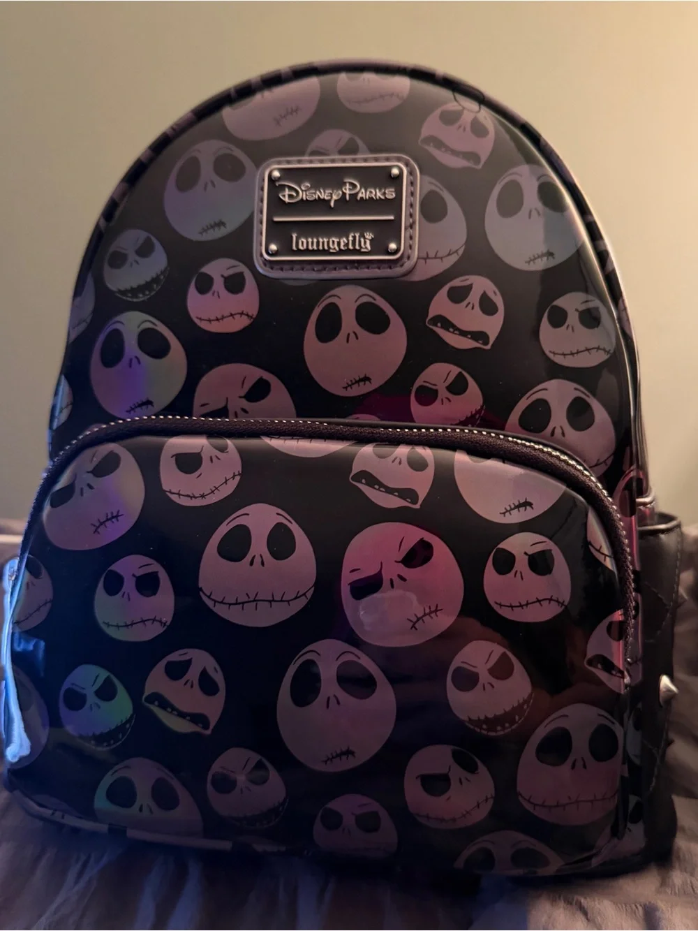 Loungefly Black Holographic Jack Skellington Mini Backpack
